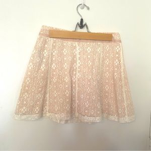 Forever 21 Pink and White Intricate Lace Skirt - Size M